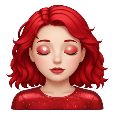 red glitter girl with closed eyes lying on the floor sticker