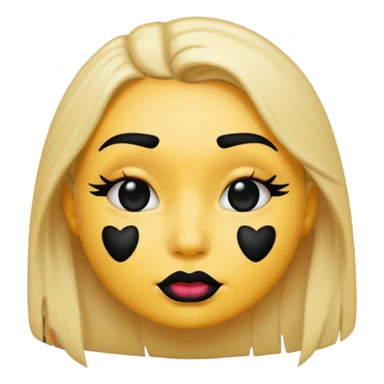 an emoji with black lipstick kiss marks on face sticker