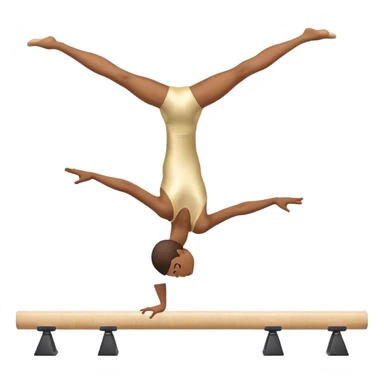 An artistic emoji of a professional sports acrobat performing a stunning balance pose on a narrow beam. The acrobat showcases perfect control, flexibility, and strength, executing an elegant handstand. The background features a bright gymnastics arena with spotlights. sticker