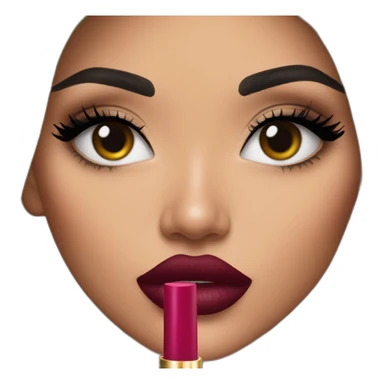 Kylie Jenner holding her lipstick lips sticker