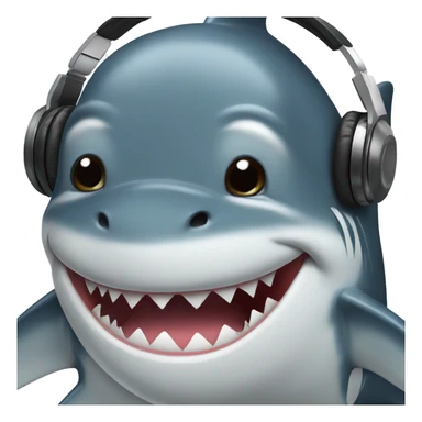 shark with headphones sticker