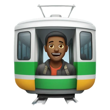 happy man under tram sticker