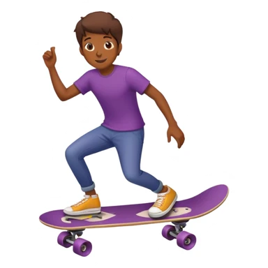 A dog riding a skateboard while holding a eggplant sticker