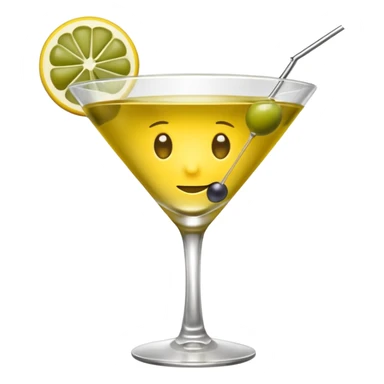 Yellow emoji face thinking of a martini sticker