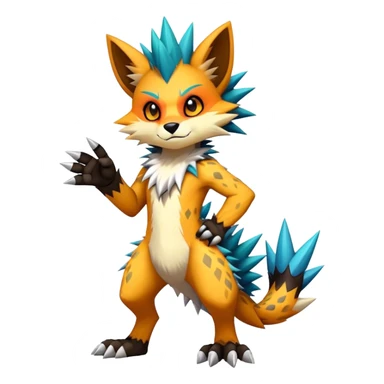 Edgy colorful anthro fursona Fakemon full body sticker