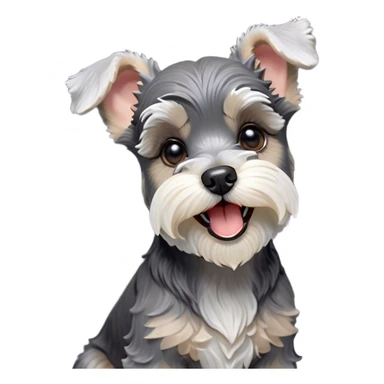 Cinematic Cute Yawning Miniature Schnauzer Portrait Emoji, Head cocked with a wide, adorable yawn and droopy, charming eyes, featuring a neatly trimmed, lovable salt-and-pepper fur, simplified yet irresistibly cute, highly detailed, glowing with a warm, relaxed radiance, high shine, exuding a sleepy yet spirited charm, styled with a soft, cozy glowing outline, capturing the essence of a Miniature Schnauzer mid-yawn, radiating pure, drowsy cuteness! sticker