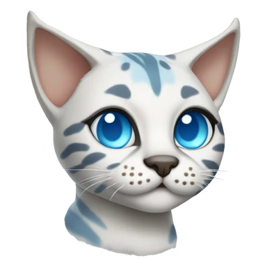 snow bengal cat with light blue eyes wearing devil ears sticker