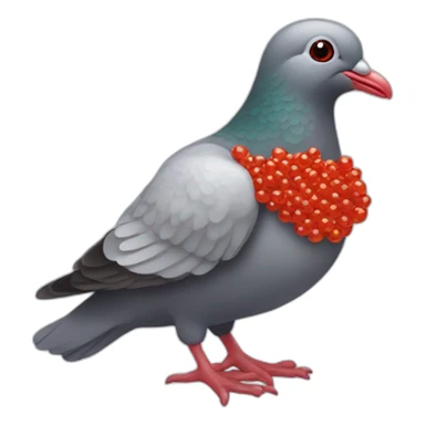 pidgeon with red caviar in hand sticker
