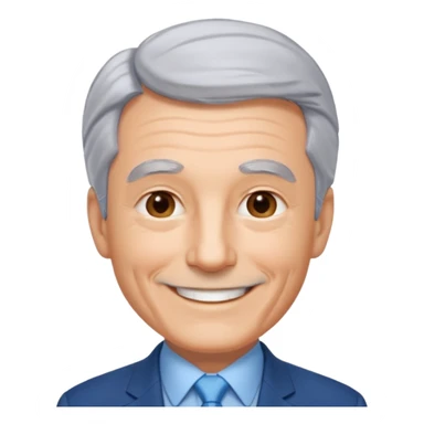 Create an emoji of a 62-year-old man in a blue suit and light blue tie with gray hair. sticker