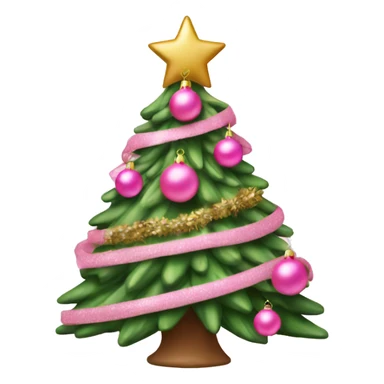 Pink Christmas tree with ornaments ￼ sticker