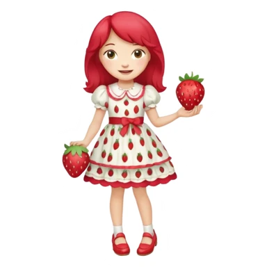 pretty and cute modern day strawberry shortcake full body with red shoes emoji sticker