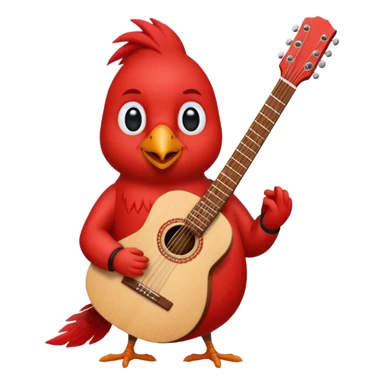 Cardinal bird with a guitar sticker