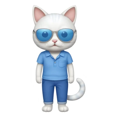Cat with sunglasses with blue shirt pants and shocked sticker