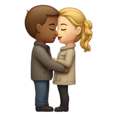 Couple opposite gender passionate lip kiss + hug sticker