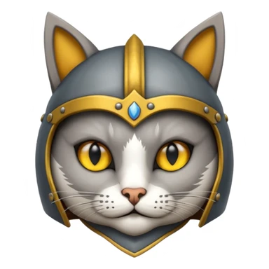 Crea un gato atigrado plomo con armadura y casco medieval  sticker