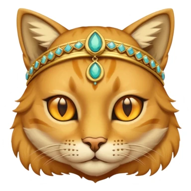 ancient cat with gold jewerly on head, half body sticker