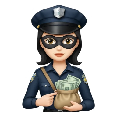 thief with police hat, thief mask, thief black dress. sticker