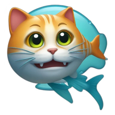 Un chat sur un poisson sticker