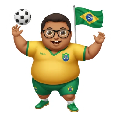 make an guy called pedro who is dancing with a football and playing brazzilian phonk and hee has glasses and is obese and make it look like hes listening to brazzilian phonk so it has a brazil flag and text saying phonk on it and give him demon laser eyes phonk demon tuff boii  sus phonk brazilo! sticker