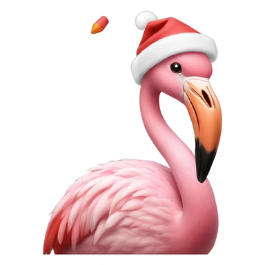 Flamingo with a Santa hat  sticker