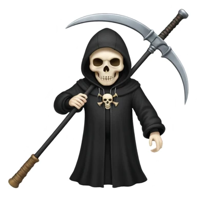 zoomed black hood skull scythe sticker