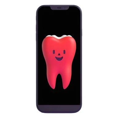 smartphone with a tooth-shaped logo on screen sticker