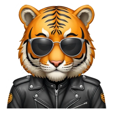 Tiger biker with leather jacket and sunglasses sticker