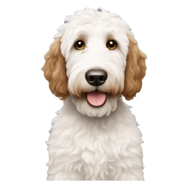 White and brown goldendoodle sticker
