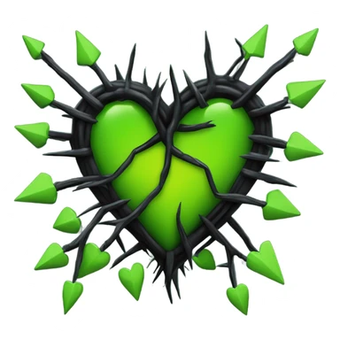 Black heart with green thorns wrapped around it sticker
