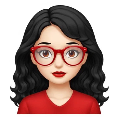 Beautiful girl,Black hair,wavy hair，long hair,Black eyes,Chinese rojo y lentes sticker