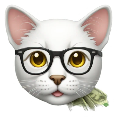 rich cat in glasses with money sticker