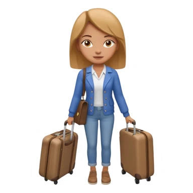woman carrying a suitcase portrait, head and shoulders only, suitcase handle visible near shoulder, casual travel outfit, confident expression, travel vibe, 3D cartoon style, mobile game icon style, clean background, no text, no watermark sticker