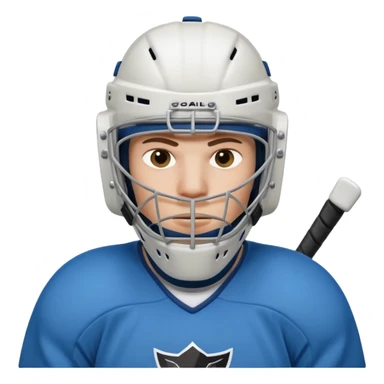 ice hockey goalie portrait, head and shoulders only, wearing goalie mask and helmet, padded jersey collar, holding goalie stick, focused intense expression, 3D cartoon style, mobile game icon style, clean background, no text, no watermark

 sticker