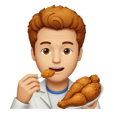guy eating fried chicken sticker