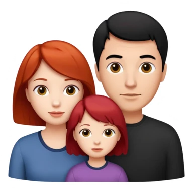 a family of three, all three white: the mother with short red hair, the father with black hair, and the daughter with black hair. sticker