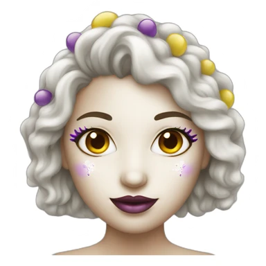 girl wearing a mardi gras mask white skin sticker