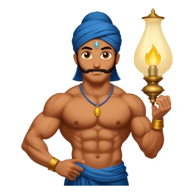 CREATE A EMOJI WHERE WHERE JINN COMES ALLADIN"S LAMPS RUB FROM IN LAMP AND SAY HUKUM MERE AAKA  sticker