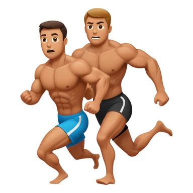 a muscular man afraid and running from his wife sticker