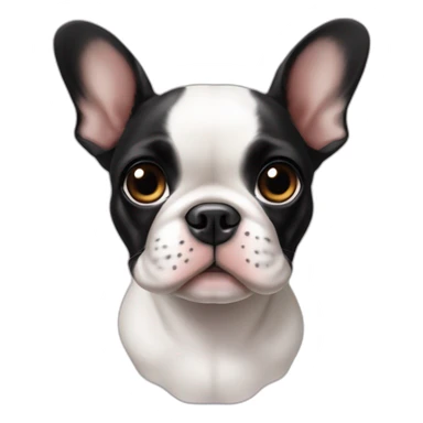 cute girl boston terrier french bulldog mix puppy with cropped ears black eyes sticker