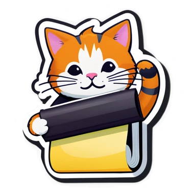 Cat writing on notepad sticker