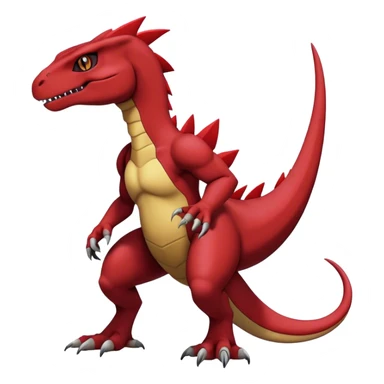  Cool Edgy Maroon Guilmon-Charmeleon-Digimon-Fakemon-Velociraptor full body sticker