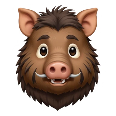cute hairy boar, dark brown with stripes  sticker