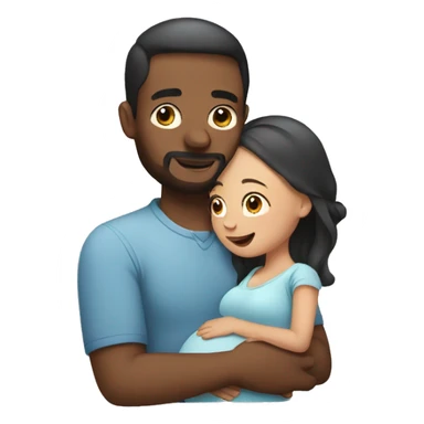 man supporting pregnant woman sticker