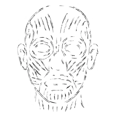 face with skin removed, showing muscle structure sticker