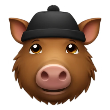 fullface brown boar tired of life with a black winter hat sticker