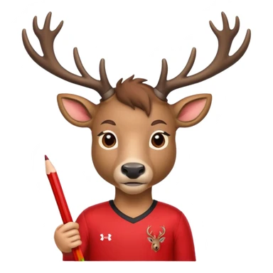 fairfield university lucas the stag stag in red jersey holding a pencil sticker