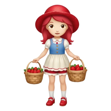 pretty and cute modern day strawberry shortcake full body with red shoes emoji sticker