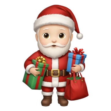 baby Santa Claus is carrying a bag of presents  sticker