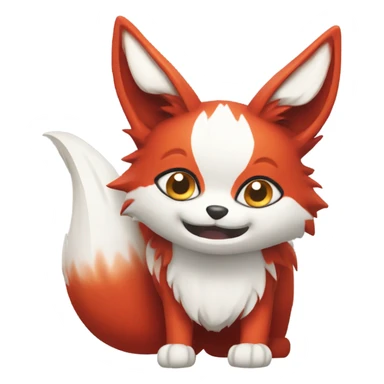 red and white kitsune, amazed sticker