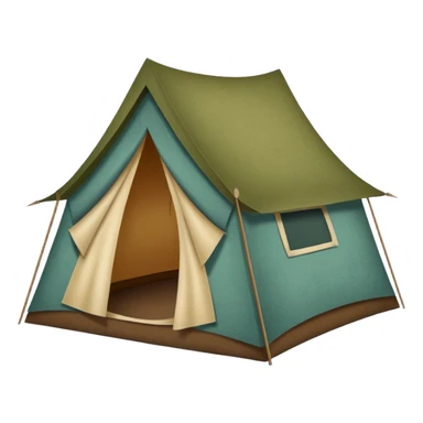 Large camping tent made of felt texture, scrapbooking style, transparent background sticker
